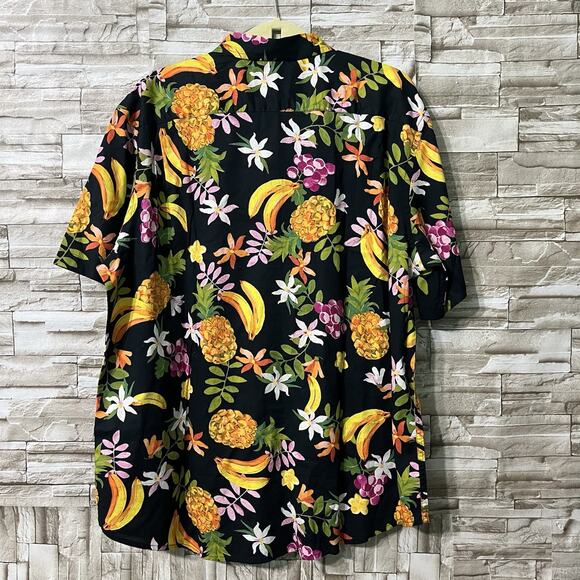 2022 Old Navy Mens Hawaiian Fruit Collared Button XL Short Sleeve Shirt Multicol - Picture 2 of 7